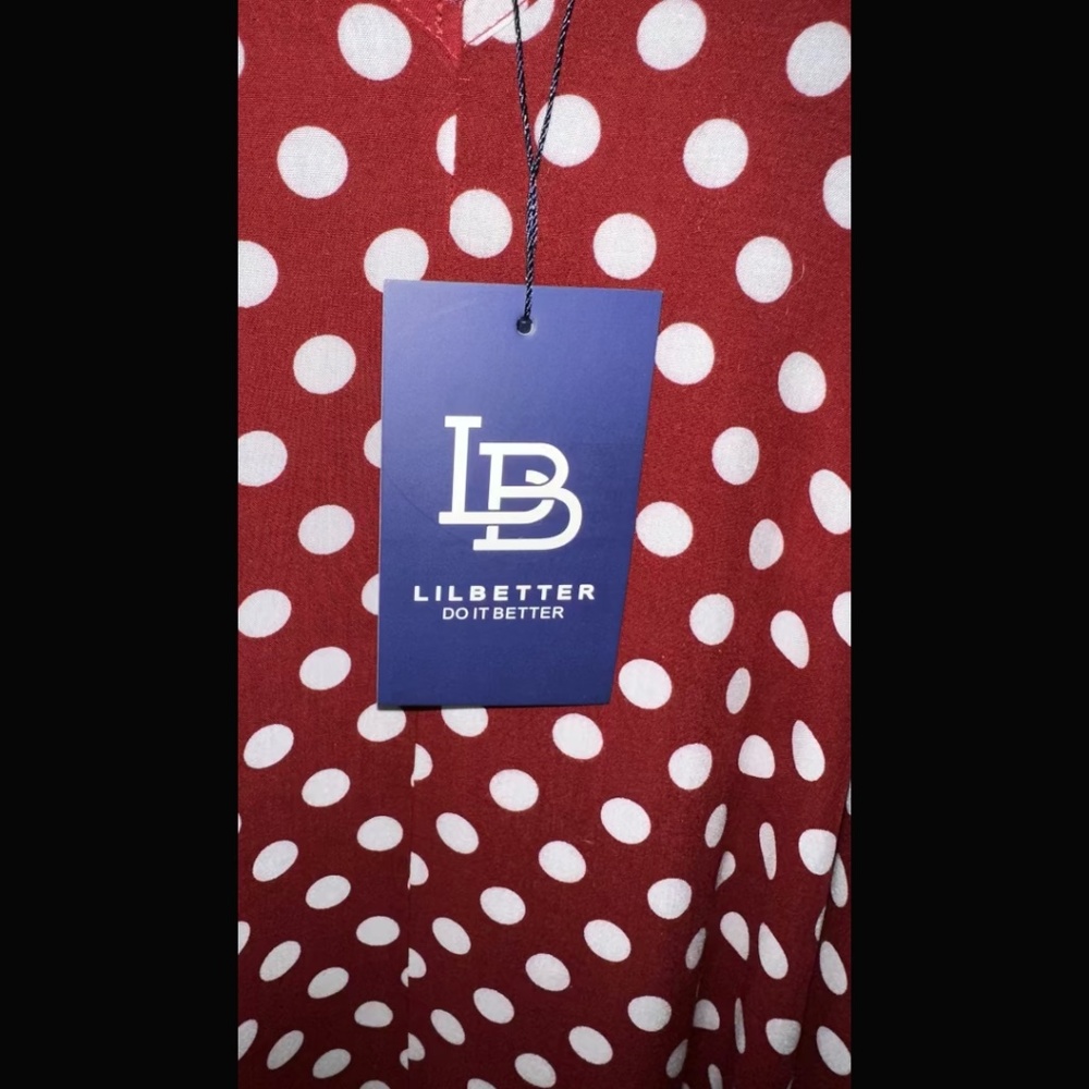 LILBETTER Women V-Neck Polka Dot Print Spaghetti Strap Boho Long Maxi Dress NWT - Picture 4 of 8